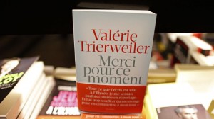 The book "Merci Pour Ce Moment" written by French President Hollande's former companion Trierweiler is displayed in a bookstore in Paris